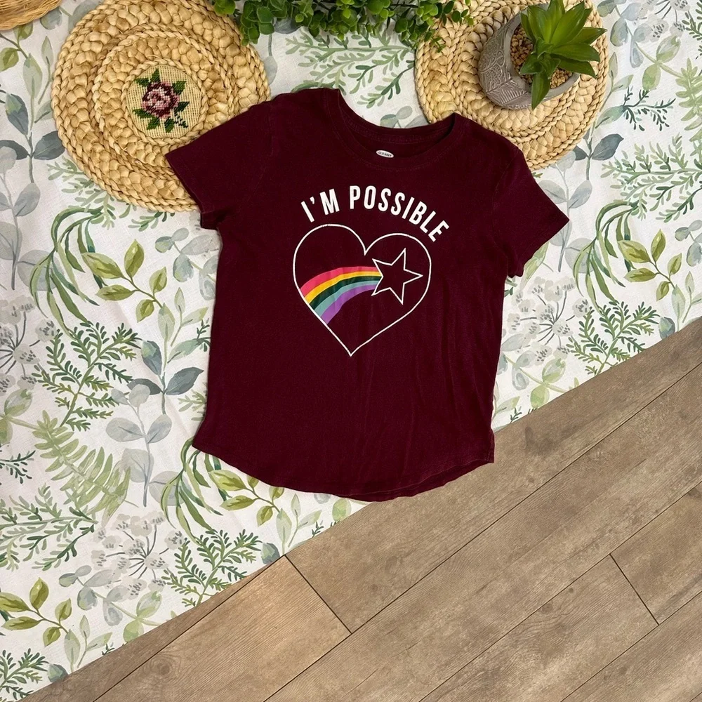 Old Navy Girl’s Positive Graphic T-Shirt I'm Possible' Cotton Size Large